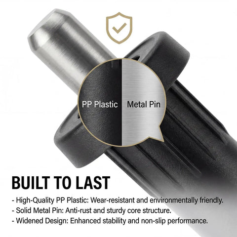 Heavy Duty Cabinet Door Repair Pins 8 Piece Kit showing black PP plastic base and silver metal pin for durability.