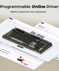 NinetySix Wired Mechanical Keyboard With GasketFrame HotSwappable PreLubed Linear Switches Mda Pbt Keycaps Onboard Volume Knob And TunableRgb Lighting showcasing programmable online driver interface.