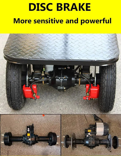 SwAcch Commercial Electric Platform Truck Heavy Duty Motorized Table Cart Dolly features a disc brake system for enhanced control.