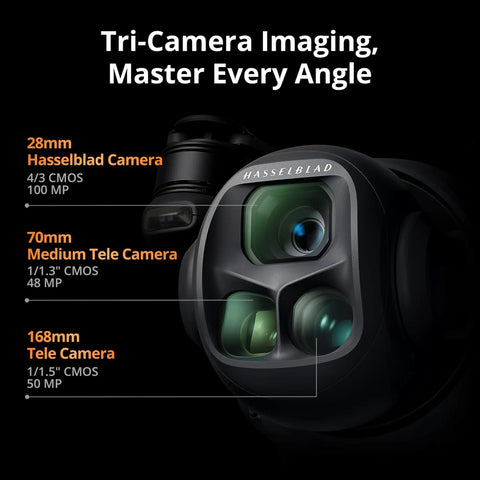 Mavic 4 Pro 512GB Creator Combo With RC Pro 2 Flagship Tri Camera Drone lens details and specifications close-up
