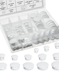 White Nylon Hole Plugs Kit With 13 Sizes From Quarter Inch To One And A Half Inch For Furniture Cabinets And End Caps Snap On Fit Easy Installation Wear Resistant Assorted Value Pack