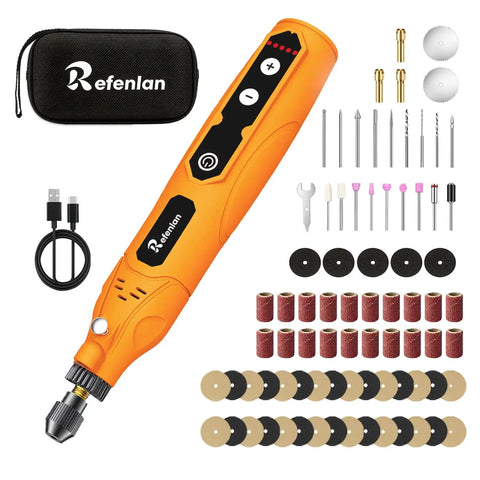 Cordless Mini Rotary Tool Kit 4V 23000RPM with LED Light 5 Speed 2000mAh Battery 79 Pcs for Polishing Drilling Engraving Sanding DIY Projects Orange