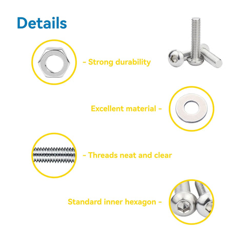 M3 Screws Assortment Kit 630 Pieces Dope All In One Hardware Kit With 210 Nuts And 210 Washers details image