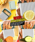 HNYYZL two-piece stainless steel wavy crinkle cutter set with green handles for vegetables and potatoes