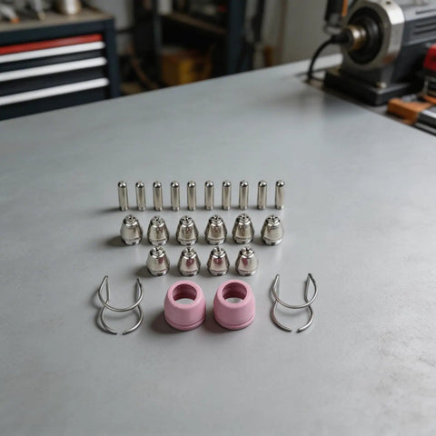 Top 24-Piece Plasma Cutter Consumables Kit For SG-55 AG-60 WSD-60 Nozzles Electrodes Shields Guides includes nozzles and shields.