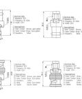 Technical drawings of BNC to SMA Coax Adapter for Baofeng UV-5R Ham Radio, HT Antenna, Scanner and SDR Dongle, dimensions shown