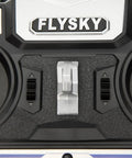 Close-up of FS I4 4CH 2.4GHz RC Transmitter With FS A6 Receiver AFHDS 2A control levers and Flysky logo.