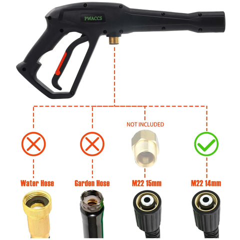 Pressure Washer Gun Replacement With Extension Wand Kit For Electric Washers shown with compatible hose fittings