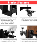 Heavy Duty Door Dolly Kit With Wheels For 0 To 2.12 Inch Thick Doors, 2 Piece Adjustable Door Installation Set, Supports Up To 750 Lbs, Great For Commercial And Residential Use, Smooth Roll, Durable Black shown with steel reinforced design, adjustable width, and 360-degree wheels.