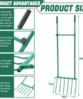 Heavy Duty Garden Broadfork With Dual Handles, 59 Inch Long Steel Pitch Fork, 16 Inch Wide Broadfork With 6 Steel Tines, U-Shaped Hand Tiller dimensions and features diagram