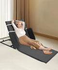 Cool Electric Lifting Backrest Upgrade For Elderly And Pregnant Folks With 2 To 80 Degree Angle Smart Support Plus 330 Lbs Heavy Duty Weight Capacity Rust Proof Steel Frame Cotton Linen Cover in use on a chair.