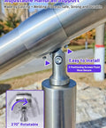 Adjustable handrail support for Hella Sturdy 3 Step Outdoor Handrail With Zero Sweat Diy Install Pack And Rugged 304 Stainless Steel Build.