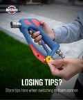 Person holding Swivel Gun Pro High Pressure Washer Handle With Three Eighths Inch Male Plug And One Quarter Inch Quick Connector Foam Cannon Compatible Power Washer Gun Nozzle Tips Holder Easy Kink Free Swivel For Quick Smooth Wash