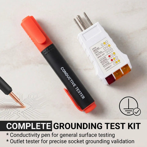 Grounding And Outlet Tester Kit For Home Electrical Safety, White Portable Plug In Detector For Quick Ground Check, Outlet Status, And DIY Wiring Troubleshooting with conductivity pen