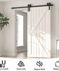 Six Foot Bypass Sliding Barn Door Hardware Kit For Double Wooden Doors With Single Track In Combination Track Mode Designed For A 70 Inch Door Opening Installed in modern living space
