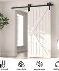 4Ft Bypass Sliding Barn Door Hardware Kit For Double Wooden Doors On One Track With Combination Track Mode installed view