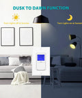 7 Day Programmable Astronomical In Wall Timer Switch For Lights, Fans And Motors, Single Pole, No Neutral, White, Dusk to Dawn
