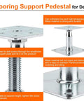 Heavy Duty Adjustable Support Jack Set For Decks And Floor Joists Two Pack Mini Screw Pedestals showing metal construction and height adjustment features.