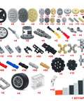 Gears Axles Pins Set For Technic Compatible Building Blocks Motors Wheels Tires Chain Link Connectors Shock Absorber