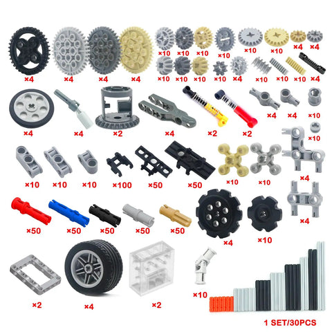 Gears Axles Pins Set For Technic Compatible Building Blocks Motors Wheels Tires Chain Link Connectors Shock Absorber