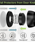 Exploded view of Heavy Duty Aluminum Door Stopper With Soft Silicone Head And Spring Shock Absorption Real Deal Wall Protector Rustproof Anti Scuff Door Holder In Sleek Black components.