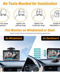 Cruise With Confidence Using This Rear Facing Baby Car Camera Featuring HD 1080P Clarity showcasing installation steps on monitor position.