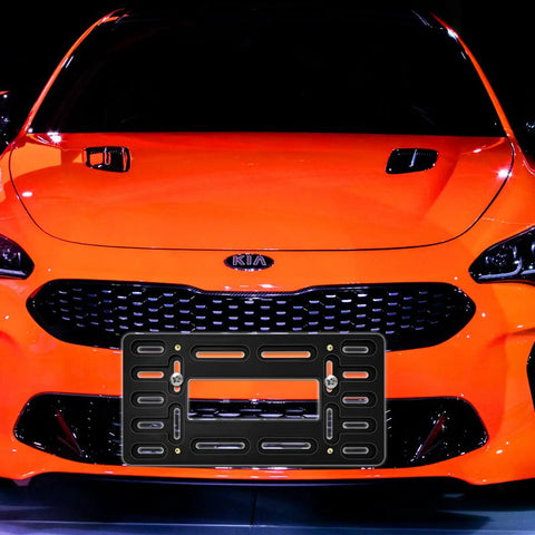 Front License Plate Bracket For Hyundai And Kia 2000 2023 Front Bumper Plate Mounting Kit With 2 Hole Mount on orange Kia
