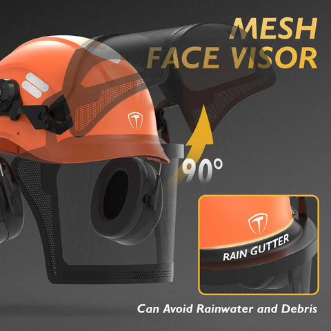 Chainsaw Helmet With Anti Fog Goggles And Adjustable Metal Mesh Visor, Forestry Safety Gear Protective Helmet With Eye Protection