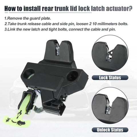 Rear Door Liftgate Trunk Latch Actuator Assembly For Toyota Corolla 2009 2010 2011 2012 2013 Replace 64600-02040 installation guide