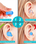 Steps for using Custom Moldable Silicone Ear Plugs For Sleep And Travel, focusing on ear plug molding and insertion instructions.