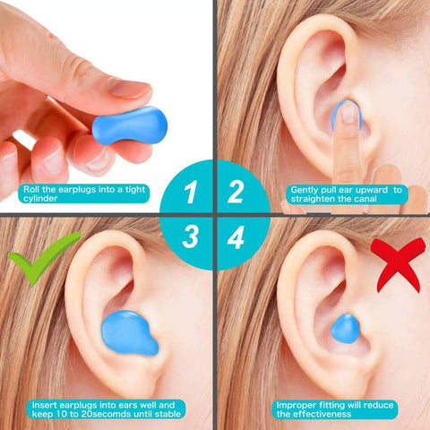 How to use Super Comfy Silicone Earplugs For Swimming And Sleeping Waterproof With 32 dB Noise Cancelling Ultra Snug Fit