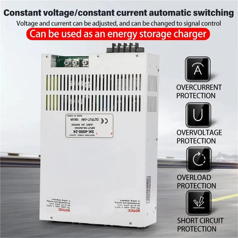 Heavy Duty Adjustable Switching Power Supply Delivering 4000 Watts With Cc Cv Control For Industrial Equipment And Battery Charging with adjustable voltage and current settings.