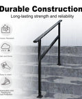 Built Like A Tank Black Galvanized Steel Handrails For Outdoor Steps And Porch Safety Rock Solid grip on wet stairs