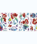 Disney The Little Mermaid Peel And Stick Wall Decals 6 Piece Vinyl Set showing Ariel with Flounder and Sebastian, removable decor