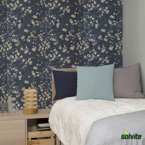 Bedroom with floral wallpaper and cushions, suitable for use with Heavy Duty Wallpaper Repair Adhesive Tube For Quick Fixes Seals Torn Wallpaper Lifted Edges And Overlapping Seams With Easy Spread Formula Precision Nozzle And Smooth Application.