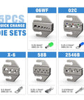 Image of 5PCS Quick Change Die Sets for Quick Change Ratcheting Crimping Tool Kit For Auto Wiring Includes Five Die Sets Wire Stripper