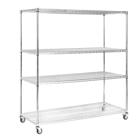 Five Tier Heavy Duty Steel Storage Rack On Wheels With Tool Free Assembly And Massive Capacity For Garage Or Home Use Dimensions 70.87 By 59.76 By 23.98 Inches Mobile Shelving System