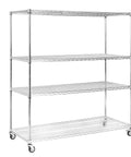 5-Tier Steel Wire Shelving Unit with Wheels for Garage and Workshop Storage, 70.87 by 59.76 by 23.98 Inches, side view