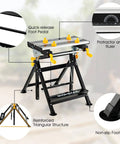 Portable Folding Workbench With Vise And Eight Sliding Clamps Seven Level Height Adjustments Tiltable Extendable Tabletop