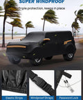 Bronco 4 Door Car Cover 2021 2026 Waterproof All Weather Protection With Zipper Entry And Anti Theft Lock, outdoor image