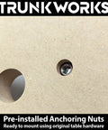 Top Tier Mft Replacement Top With Killer Perforated Layout Fits Right Into Bench Dog T Slot Rail System Knockout Construction Three Quarter Inch Mdf Board American Crafted Super Smooth Double Sided Workshop Platform showcasing pre-installed anchoring nuts.