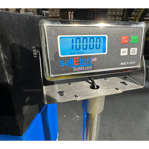 Straight Up Heavy Duty Digital Floor Scale With A Knockout Five Thousand Pound Capacity showing a digital display of weight.