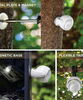 Portable LED Motion Sensor Light With 148 Lumens, wall-mounted with metal plate, magnetic base, and flexible tripod for versatile use