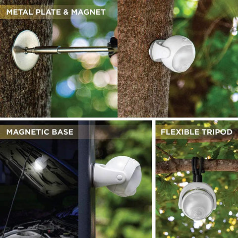 Portable LED Motion Sensor Light With 148 Lumens, wall-mounted with metal plate, magnetic base, and flexible tripod for versatile use