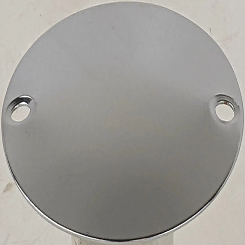 Hardcore Right Side Round Engine Clutch Cover Plate With Screws Fits 110cc 125cc Lifan Zongshen Apollo Taotao Coolster Kickstart Pit Bike Dirt Bike Beefed Up Silver Shell close-up showing circular silver cover plate with screw holes.