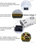 Power Up Your Rig With This 12V DC Power Supply 50A 600W Universal AC To DC Converter SMPS Adjustable Output For LED Strips CCTV Systems 3D Printers Radios And PC Projects 110V Or 220V Input, showing cooling fan and voltage selection switch