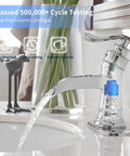 Chrome Waterfall Bathroom Faucet With Single Hole, Single Handle Sink Faucet For Farmhouse Vanity, flowing water feature.