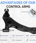 Side view of black steel front lower control arm with ball joint for 2004–2010 Toyota Sienna suspension kit