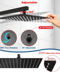 Adjustable 12 Inch Rain Shower Head Large Square Waterfall Showerhead With High Pressure Stainless Steel Finish