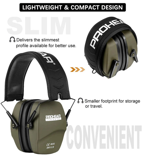 Two Pack Shooting Ear Protection Earmuffs NRR 26dB For Gun Range And Hunting Black And Green With Lightweight Design Visible